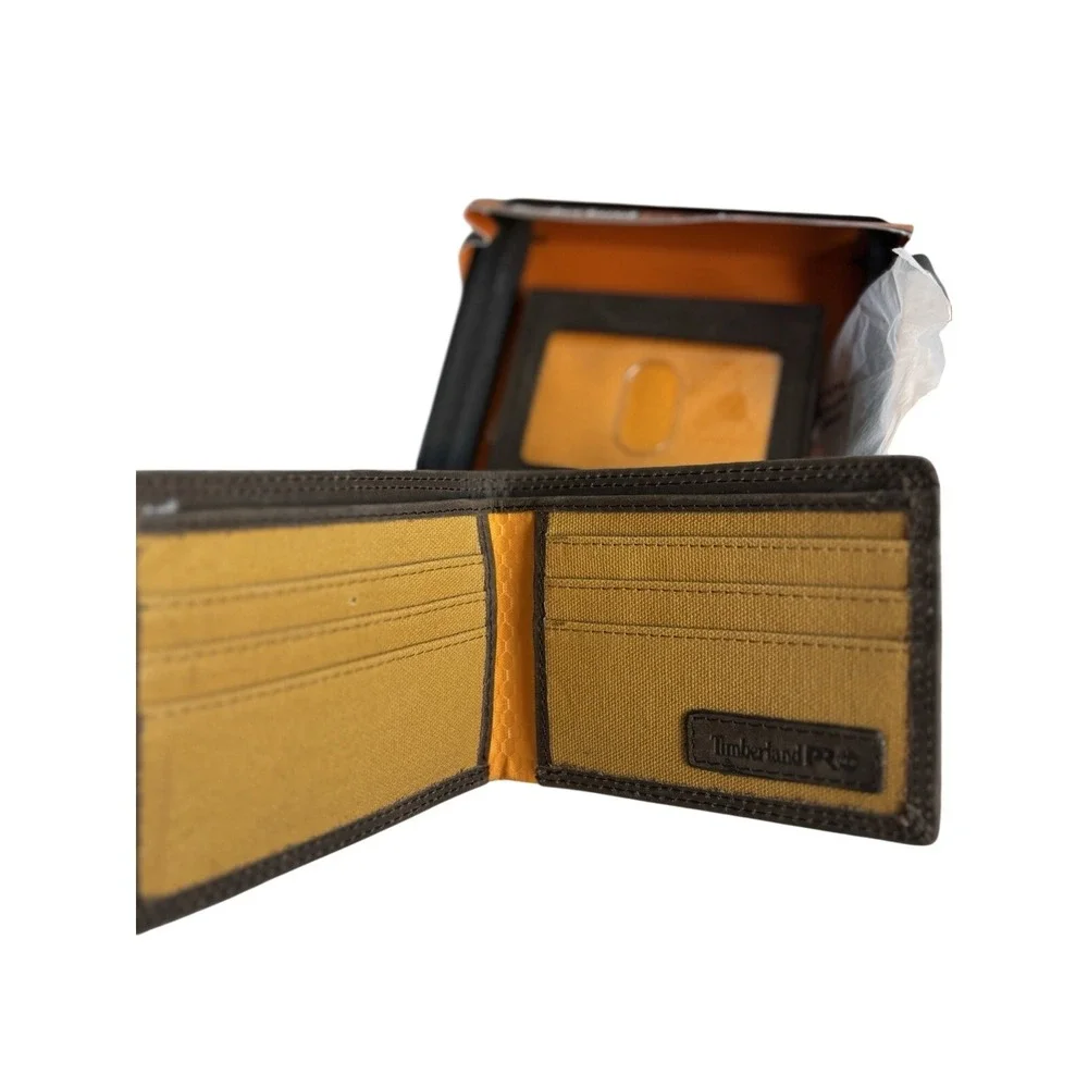 NIB! Timberland PRO Mens Slim Leather Bifold Wallet with Back ID Window Normcore